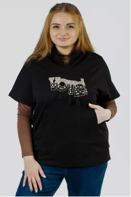 Худі з написом та декором батал