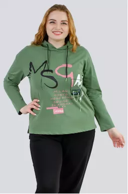 Худі з принтом і декором великих розмірів