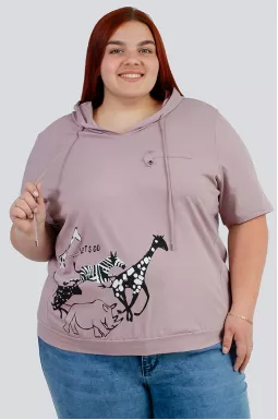 Худі котонове з принтом великих розмірів