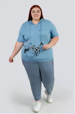  Худи котоновое с принтом больших размеров