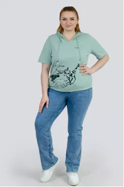 Худі котонове з принтом великих розмірів