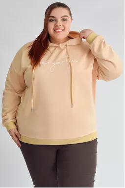 Худі бежевого кольору з написом великих розмірів