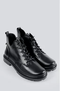 Черевики шкіряні однотонні чорні великих розмірів