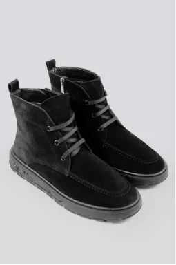 Замшевые ботинки на подошве в узор больших размеров