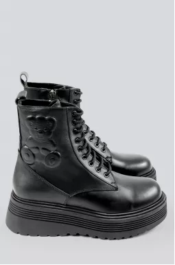 Ботинки кожаные с мишкой больших размеров