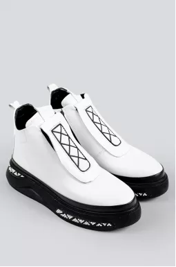 Ботинки белые с мозаичным орнаментом больших размеров