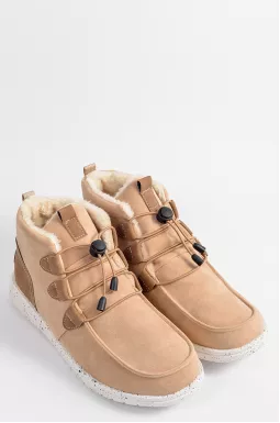 Бежевые ботинки с эластичной шнуровкой больших размеров