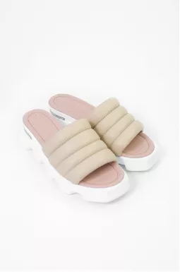 Шлепанцы бежевые кожаные больших размеров