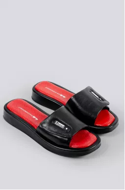 Шльопанці чорно-червоні великих розмірів
