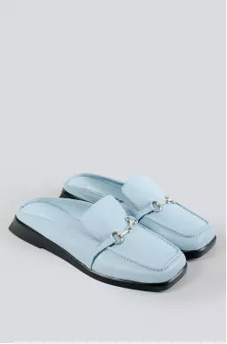 Мюли голубые на широкую ножку больших размеров