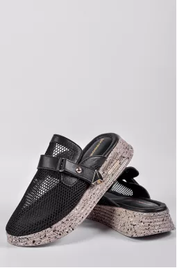 Мюли черного цвета с фактурным верхом больших размеров