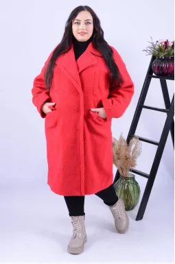 Стильная шуба с отложным воротником батал