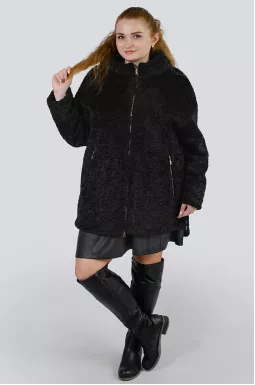 Шуба с разрезами и карманами с молниями супер батал