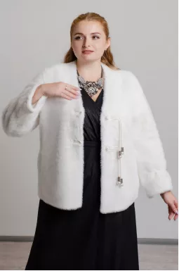 Кардиган меховой с украшениями больших размеров