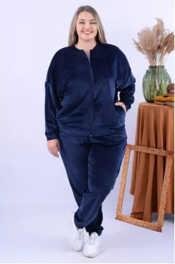 Велюровый прогулочный костюм с молнией супер батал