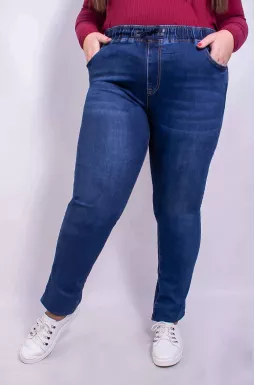 Джинси завужені з поясом на резинці батал