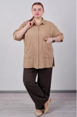Туніка пряма на ґудзиках та з накладними кишенями великих розмірів