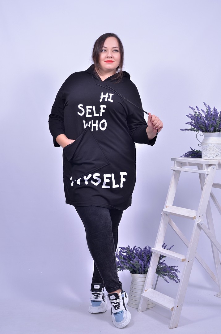 Туніка пряма з принтом батал