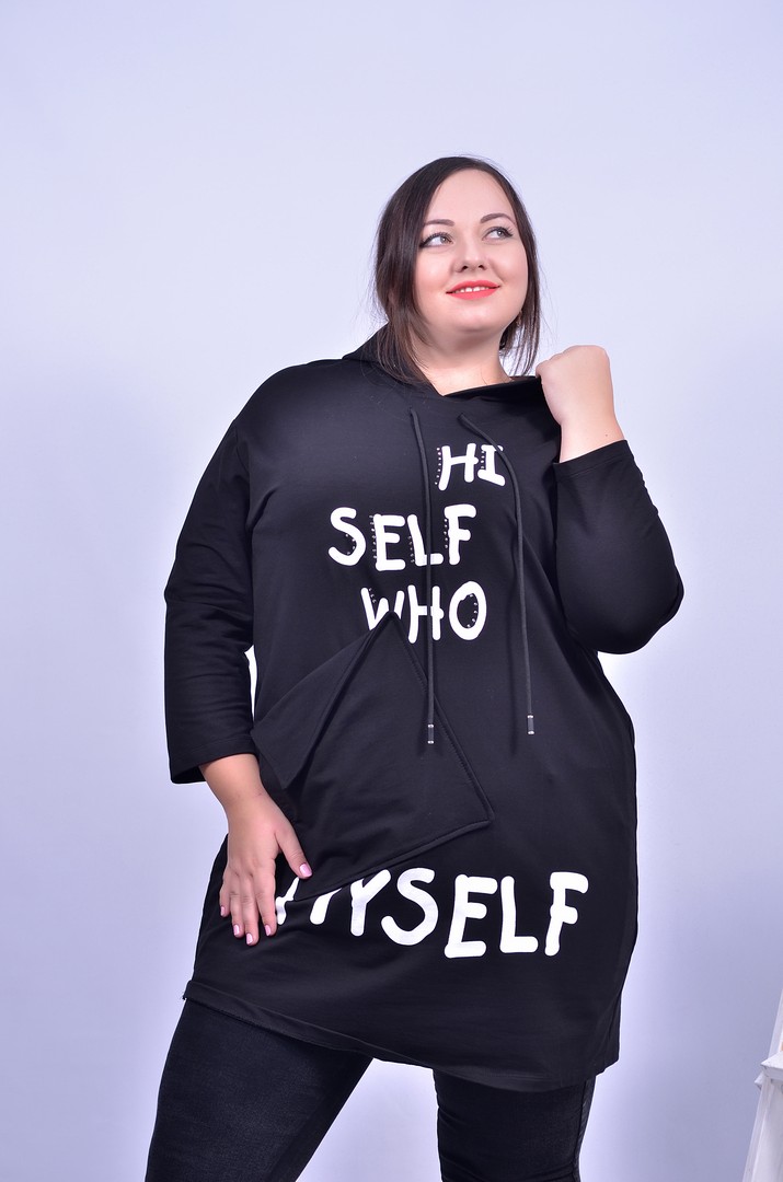 Туніка пряма з принтом батал