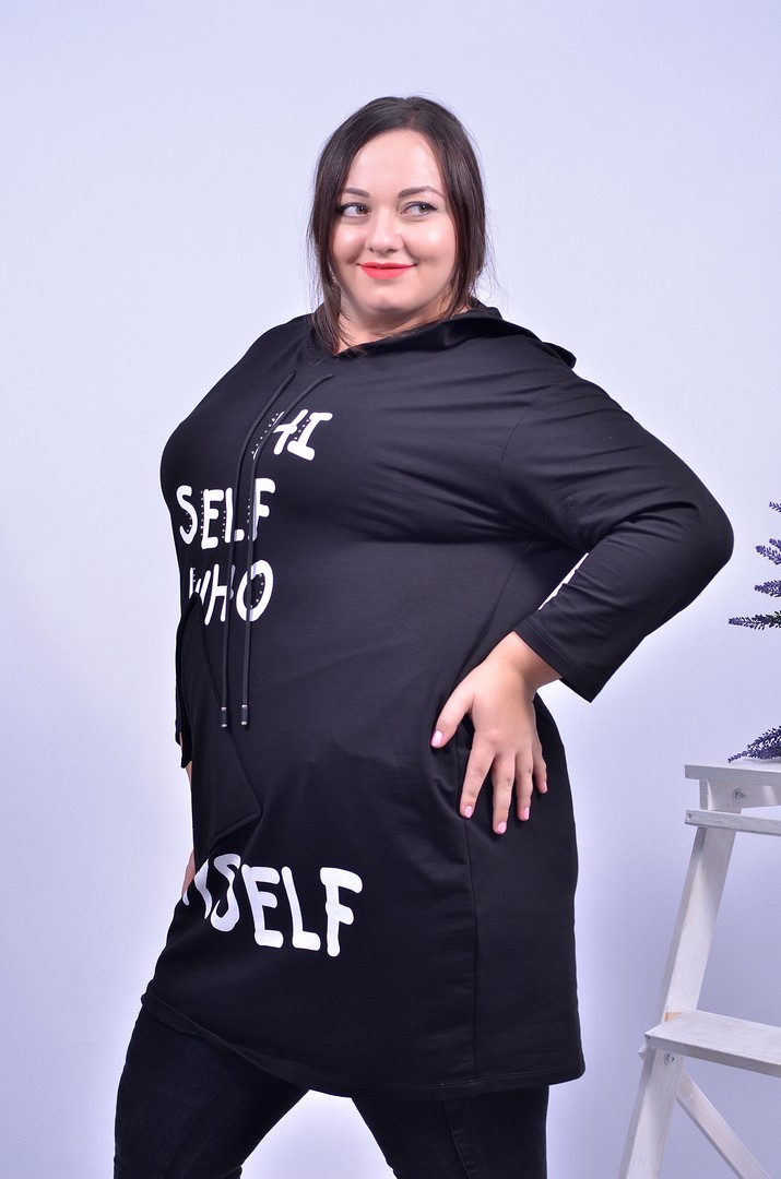 Туніка пряма з принтом батал