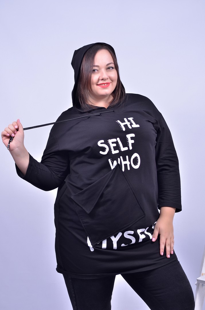 Туніка пряма з принтом батал