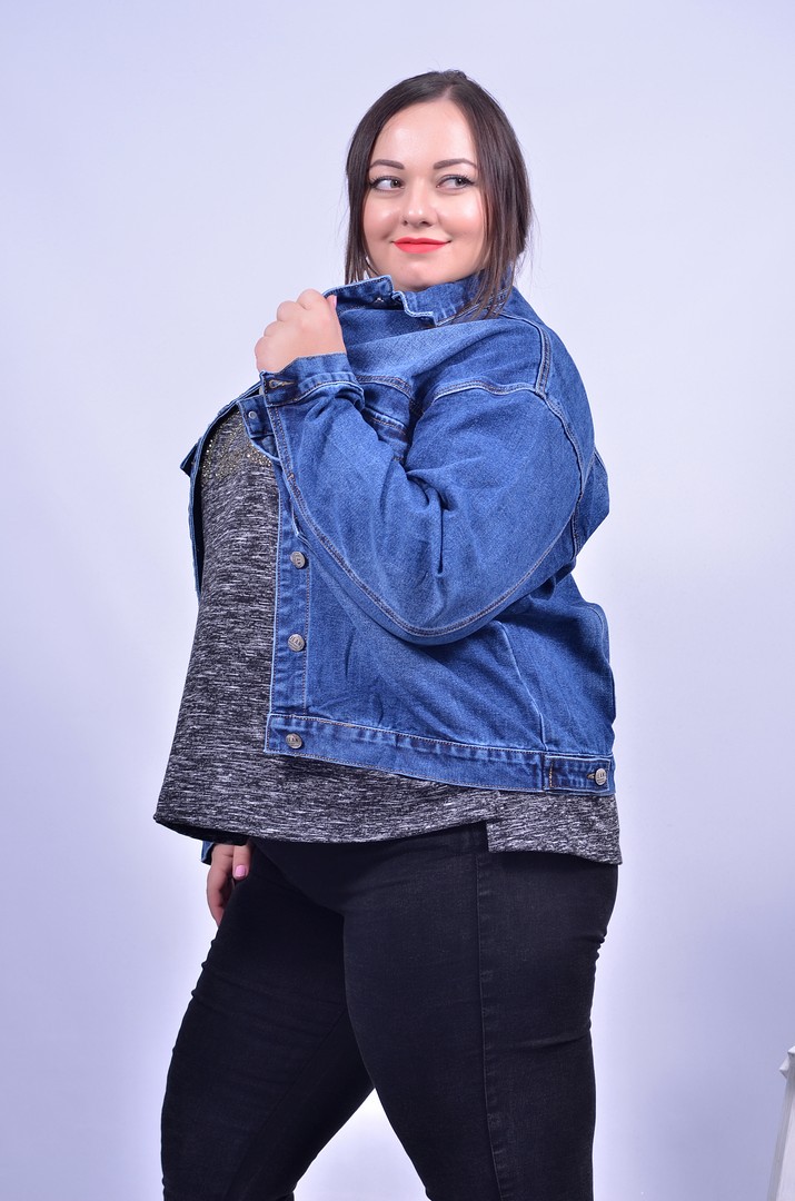 Коротка джинсова куртка батал