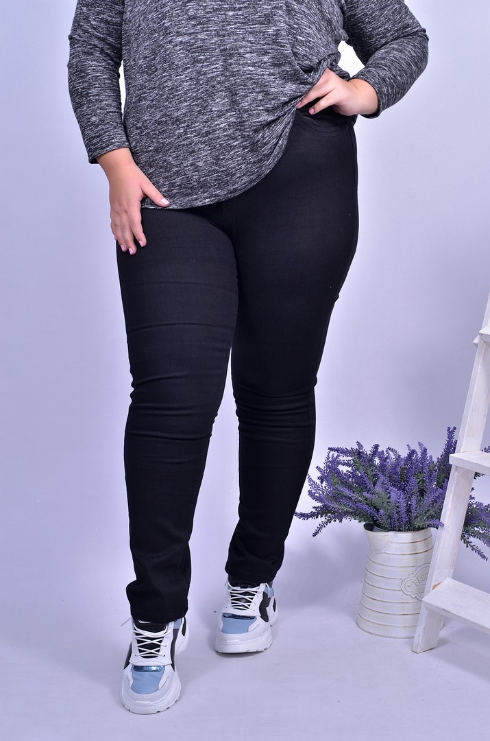 Джинсы узкие графит батал