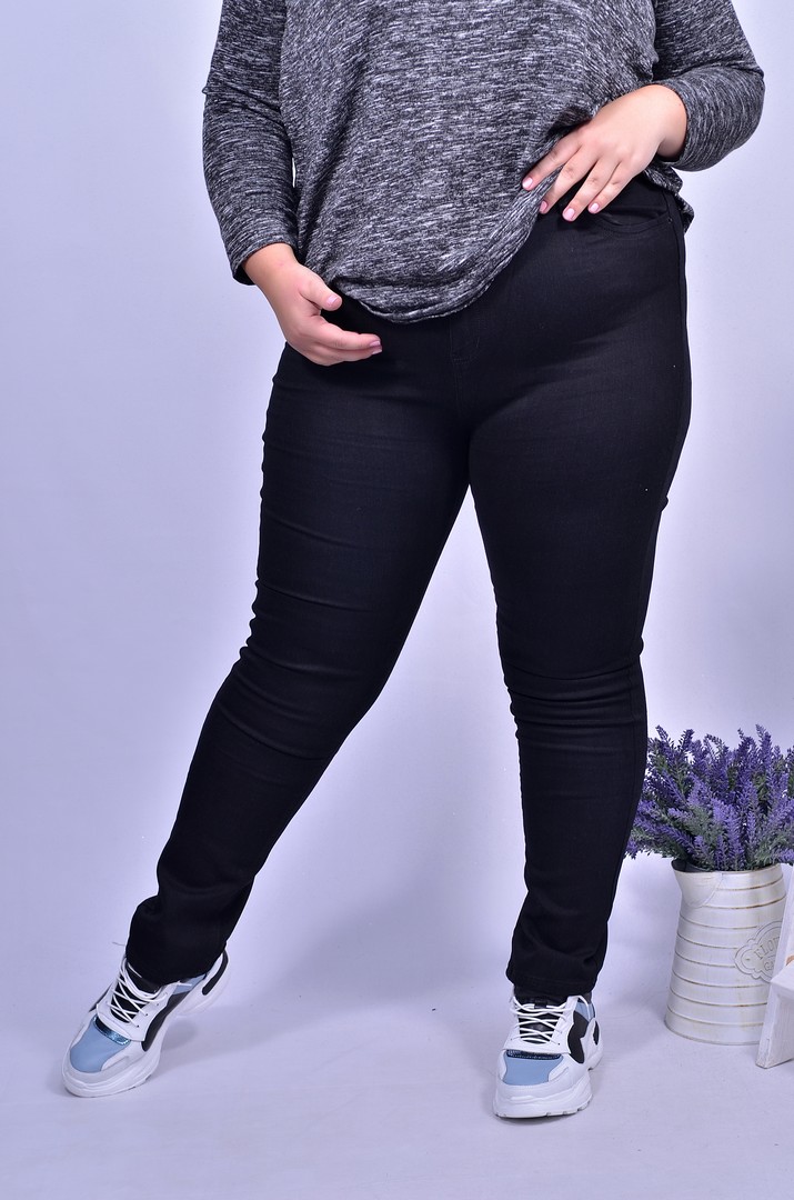 Джинсы узкие графит батал