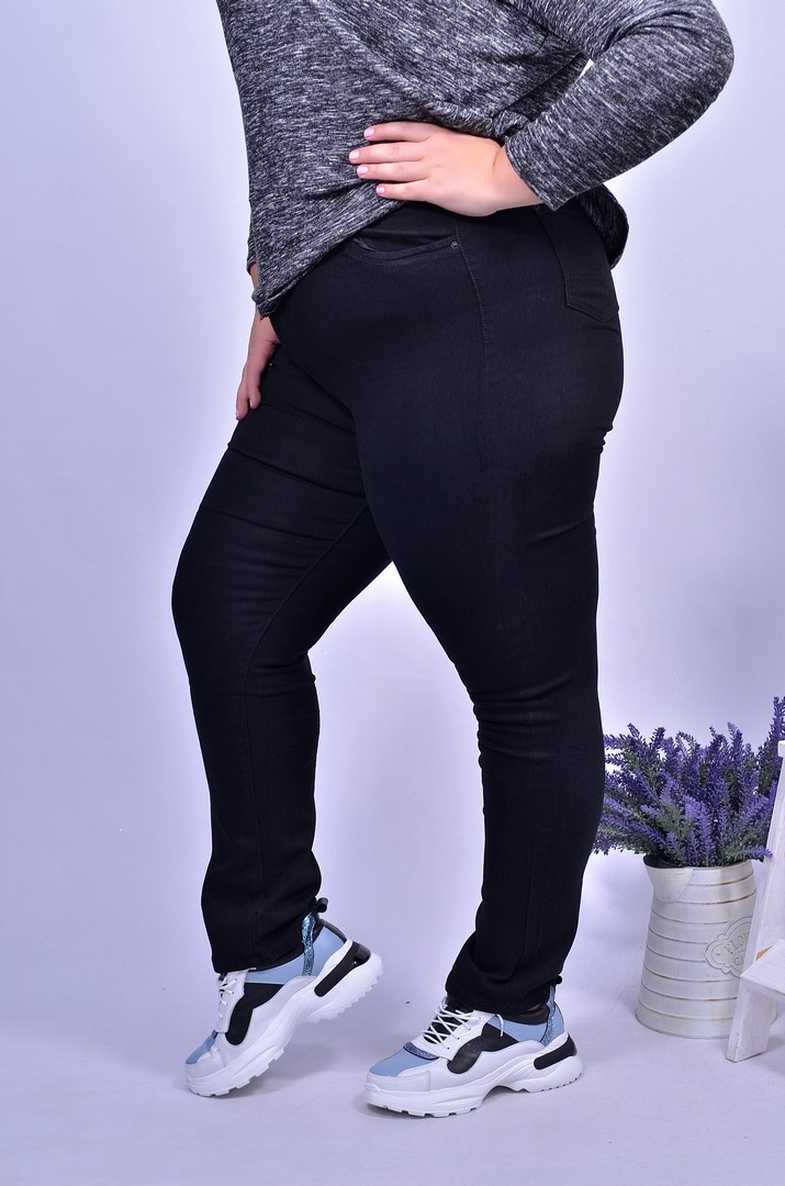 Джинсы узкие графит батал