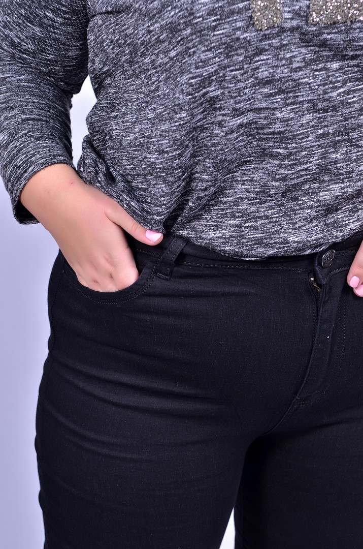 Джинсы узкие графит батал