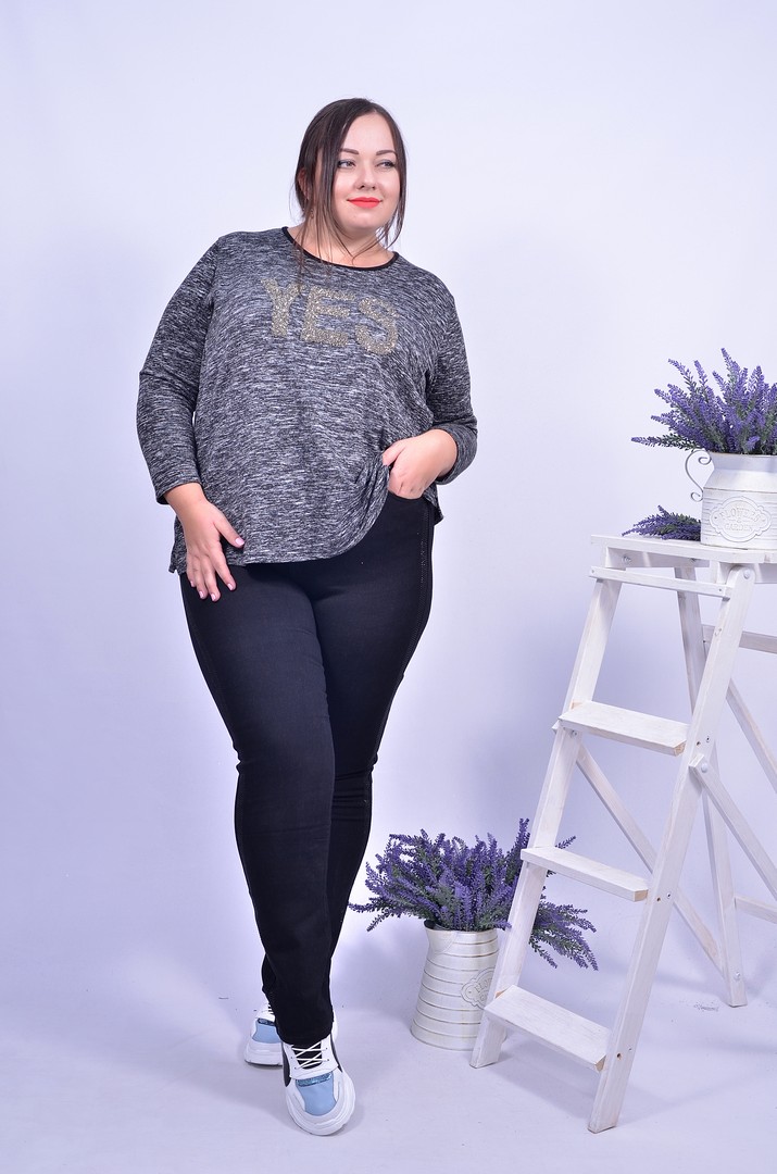 Джинсы зауженные графит батал