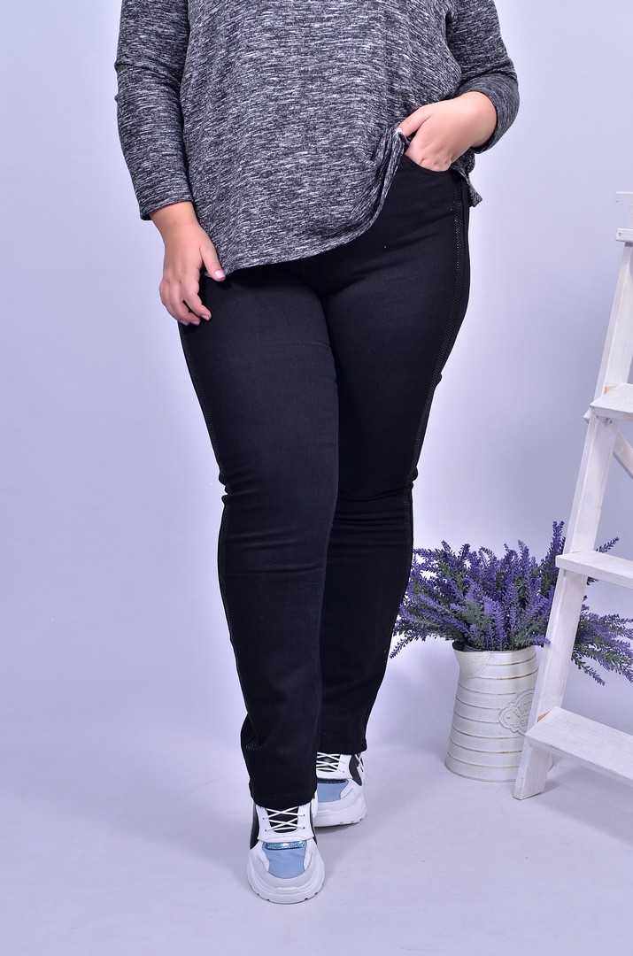 Джинсы зауженные графит батал