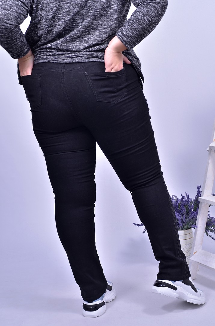 Джинсы зауженные графит батал