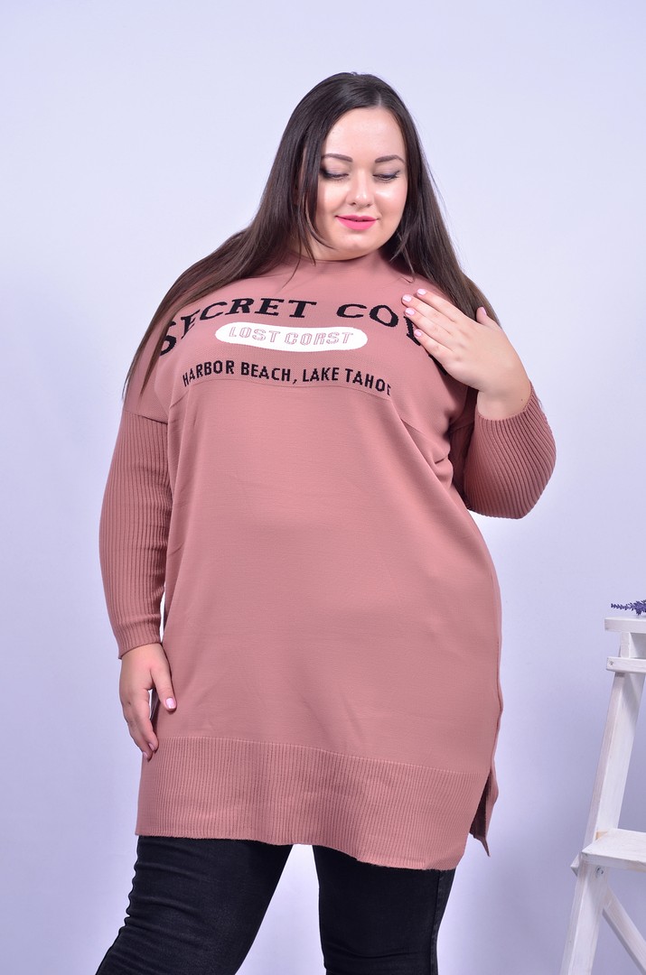 Тепла прямая удлиненная туника батал