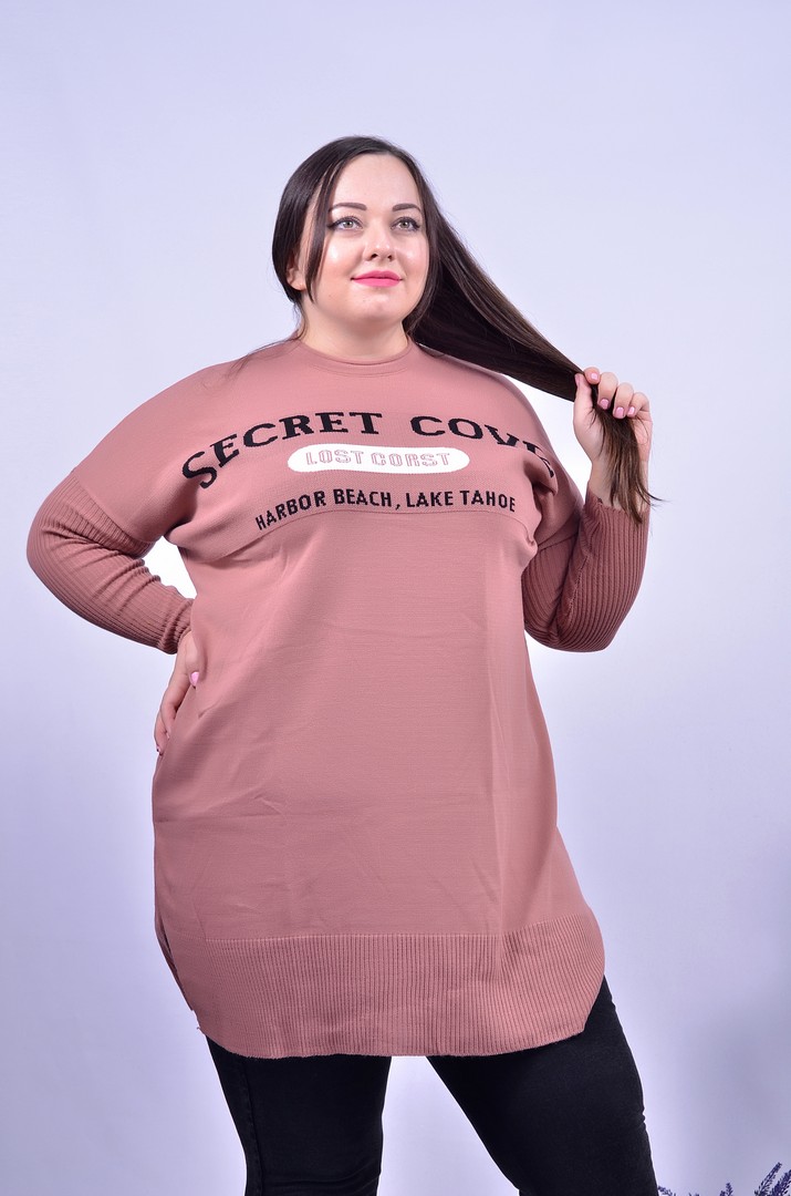 Тепла прямая удлиненная туника батал