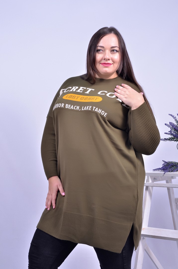 Тепла прямая удлиненная туника батал