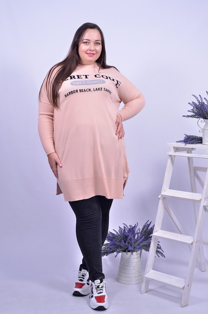 Тепла прямая удлиненная туника батал