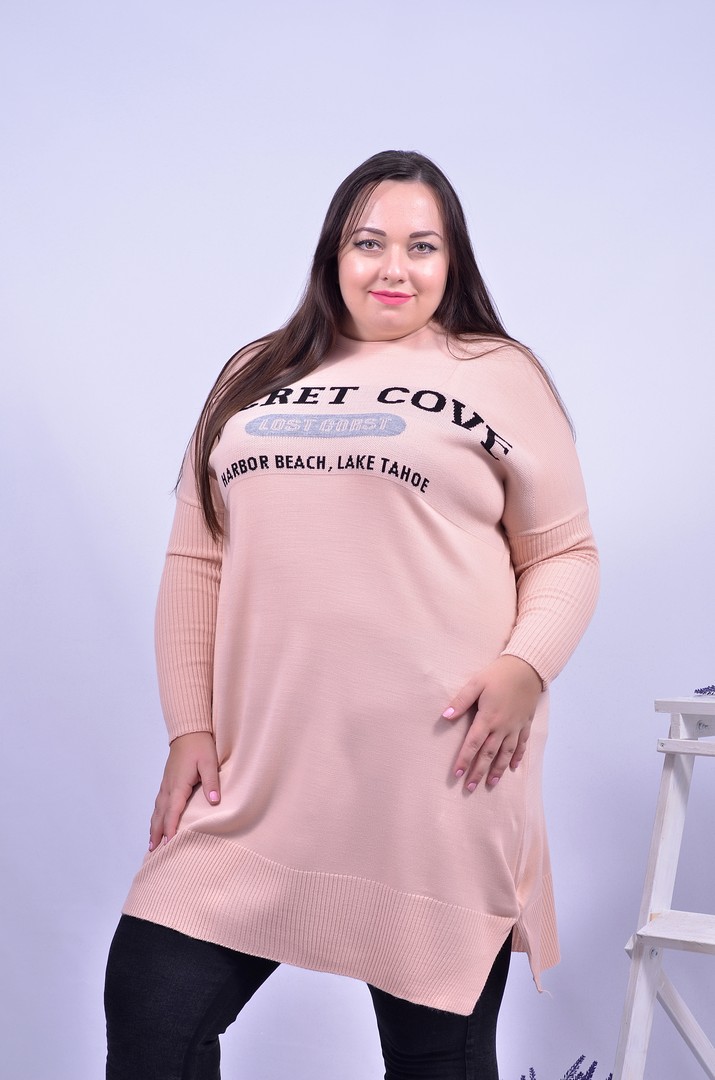 Тепла прямая удлиненная туника батал