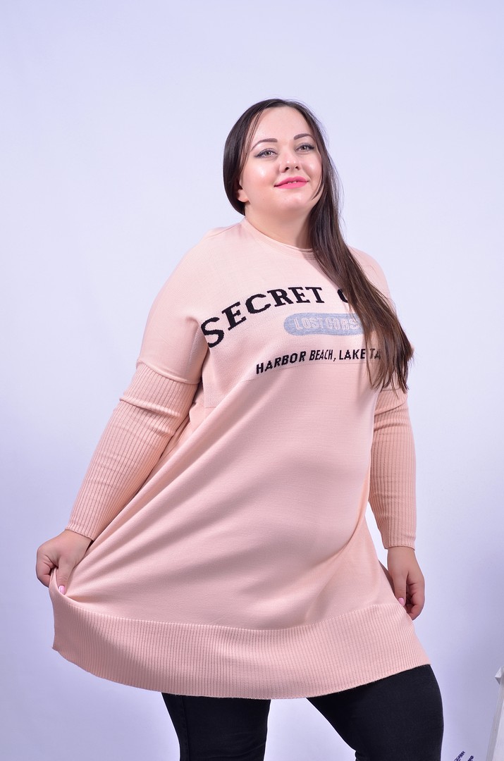 Тепла прямая удлиненная туника батал