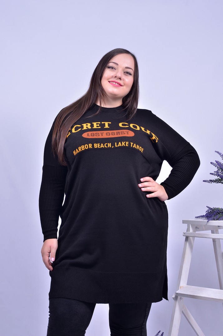 Тепла прямая удлиненная туника батал