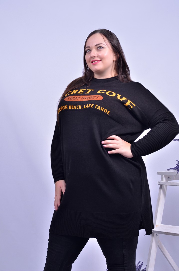 Тепла прямая удлиненная туника батал