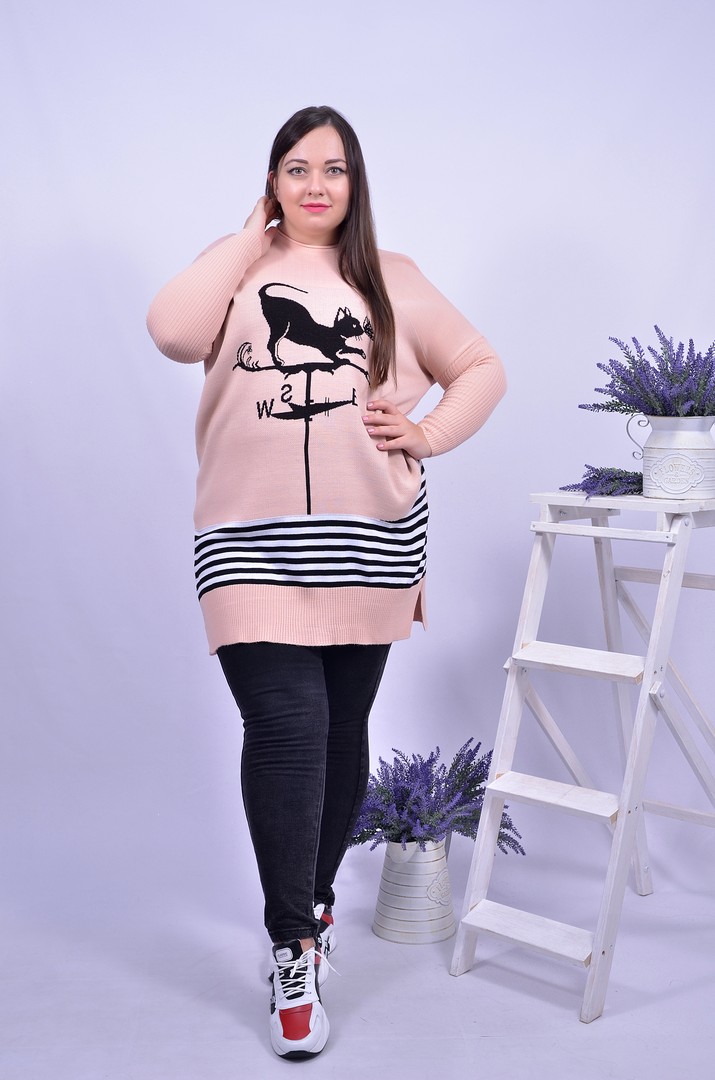 Туника прямая с принтом батал