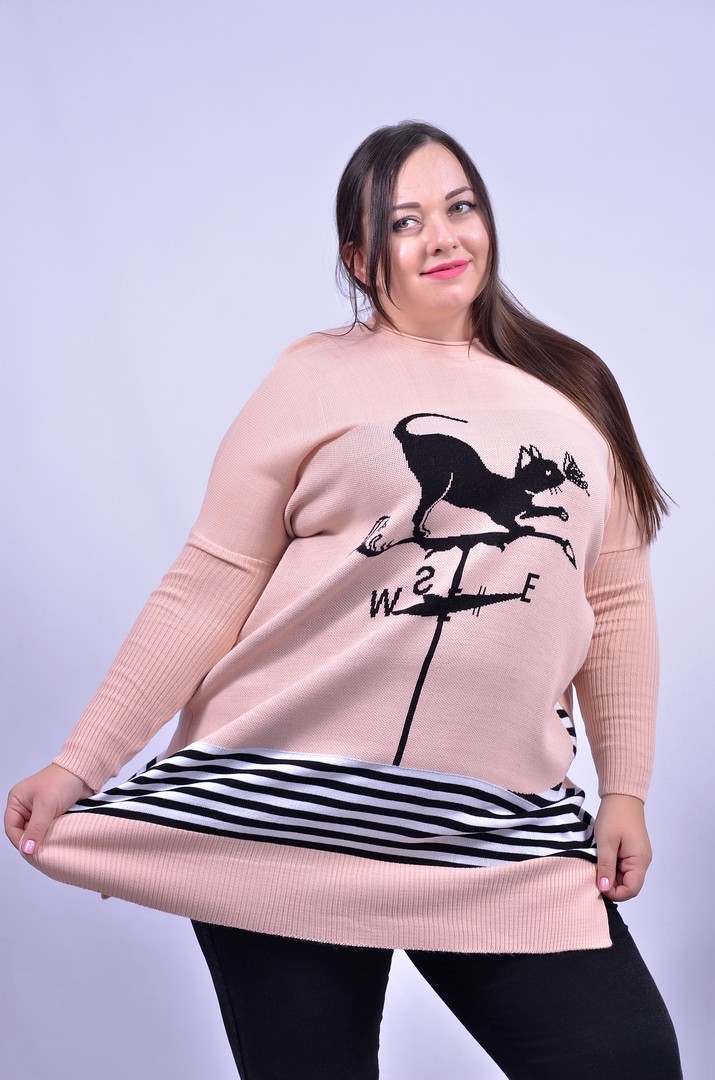 Туника прямая с принтом батал