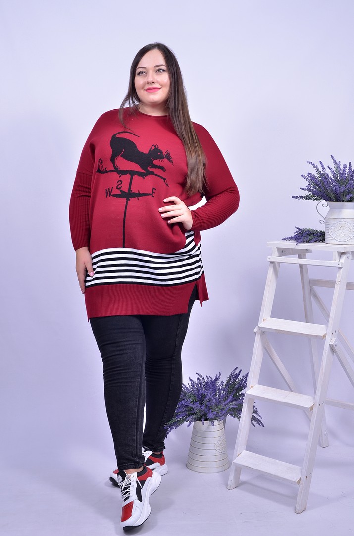 Туника прямая с принтом батал