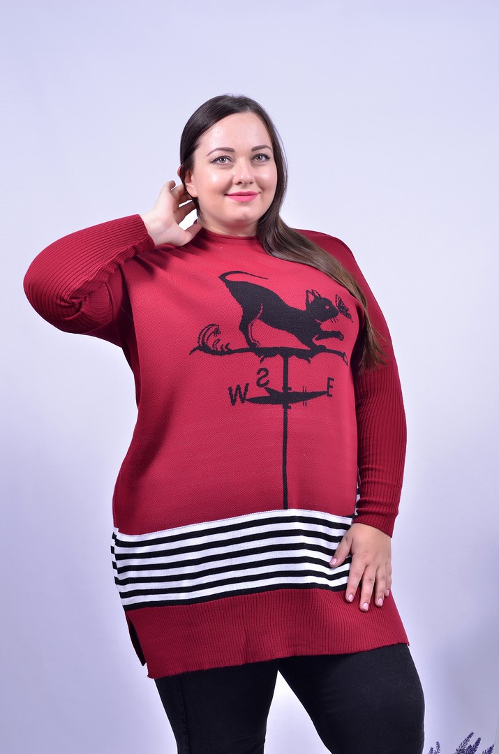 Туника прямая с принтом батал