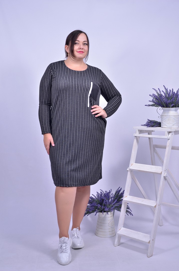Сукня повсякденна у смужку батал