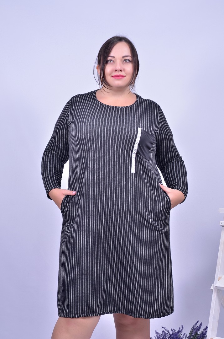 Сукня повсякденна у смужку батал