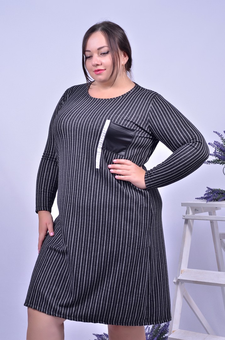 Сукня повсякденна у смужку батал