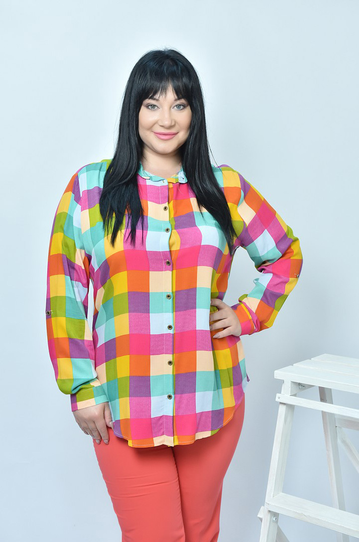 Туніка коротка сорочка в клетку супер батал