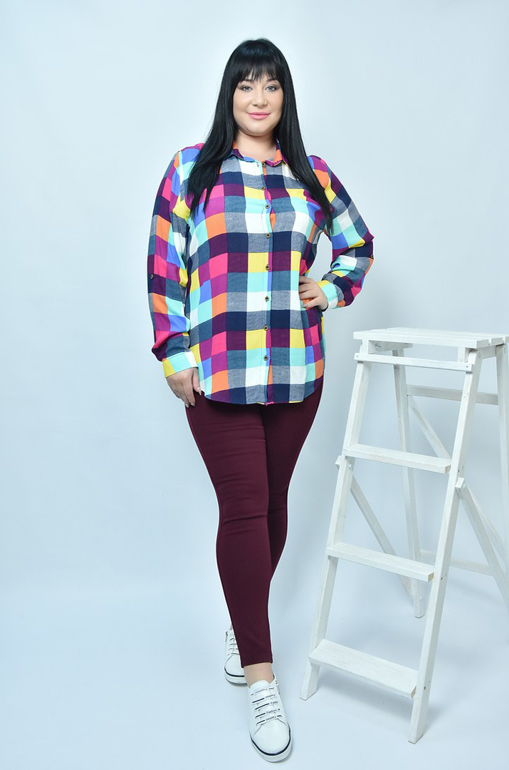 Туніка коротка сорочка в клетку супер батал